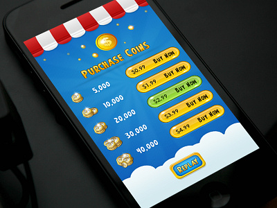 Purchase Coins app design game game design game screen iphone app