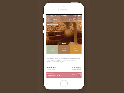 Cupcake order screen concept app concept cupcake flat ios ios7 iphone ui ui design