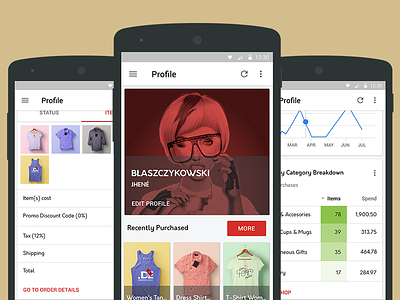 Profile Cards android app cards ecommerce freebie profile psd shop store ui ux