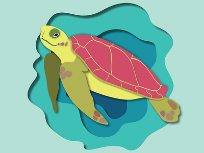 Turtle with paper-cut effect adobe illustrator design illustration turtle vector