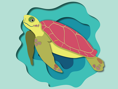 Turtle  with paper-cut effect