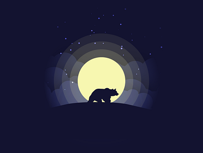 Bear in the moonlight adobe illustrator bear design illustration vector
