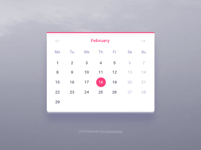 UI Calendar by José Polanco on Dribbble