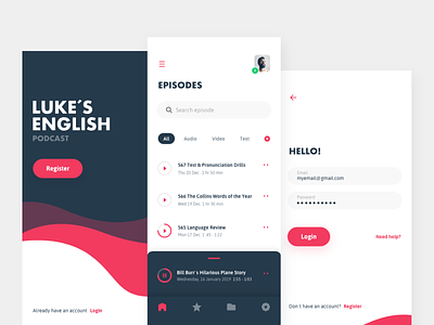 Podcast App Exploration english class learning login luke thomson player podcast user