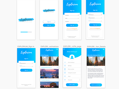 "Explorium" Mobile App Design