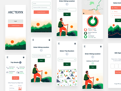 Arc'teryx Mobile App Redesign arcteryx hiking illustration illustrated design illustration design mobile app mobile app design mobile app ui modern design procreate art redesigned sketch app ui design ui designer uidesign ux research ux ui ux ui designer visual design watch app watch ui