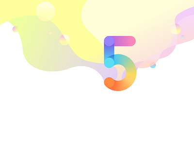 Number 5 and the Soap Bubbles gradual change graphic number rainbow bubbles
