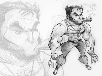 20100708 Wolverine character drawing illustration sketch