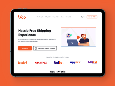 VOO Landing Page branding design flat identity illustration minimal ui ux web website