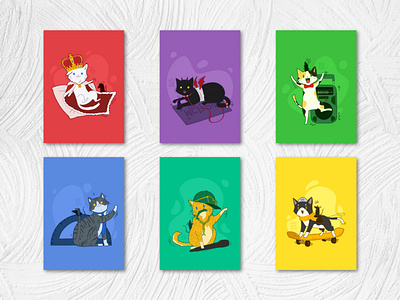 Funny Purr Pun branding cat character colors design flat illustration minimal poster raster ui