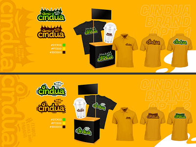 Cindua Branding Options beverage branding drinks graphic design logo marketing polo shirt t shirt