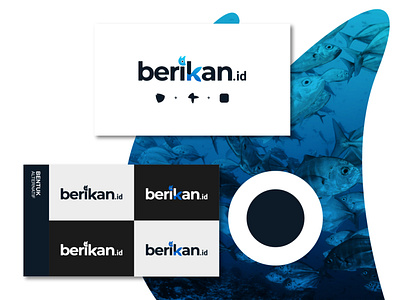 Logo Concept of Berikan blue branding design fish flat illustration logo minimal sea start up typography vector