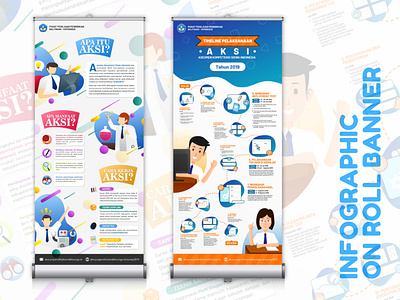 "AKSI" Infographic Design on Roll Banner banner design illustration infographic minimal typography ui vector