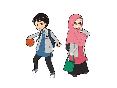 "Syahid and Syahida" Mascot Design animation branding design flat illustration manga minimal vector