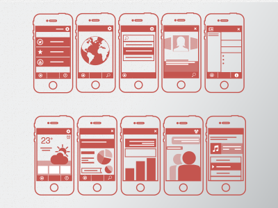 Wireframes designs red simple wireframe