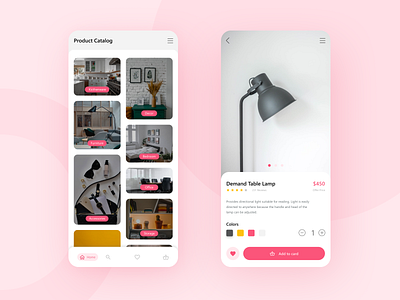 Furniture Mobile App adobexd android app brand branding color design ecommerce figma figmadesign furniture furniture app illustrator inspiration mockup pink ui uid uidesign ux