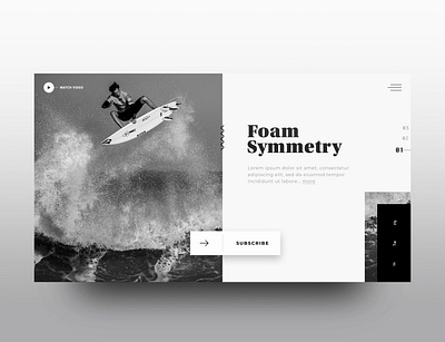 Foam Symmetry: Landing Concept (2 of 2) design graphic design home landing design landing page ocean surf ui web web design