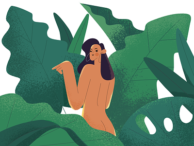 Lady in the jungle character illustration