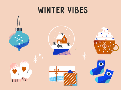 Winter Vibes festive holiday illustration xmas