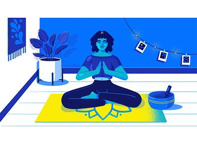 Driftwell animatedvideo character editorial illustration magazine meditation yoga