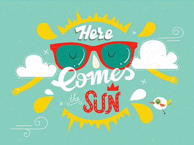 Here Comes The Sun beatles typography illustration lettering sun