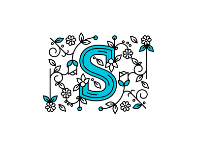 Spring floral letter lineart ornament s spring typography