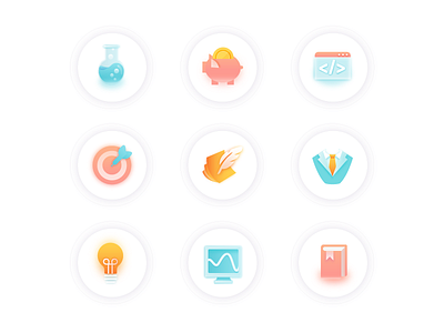 Icons business chemistry coding energy gradient icon literature marketing money science ui ux