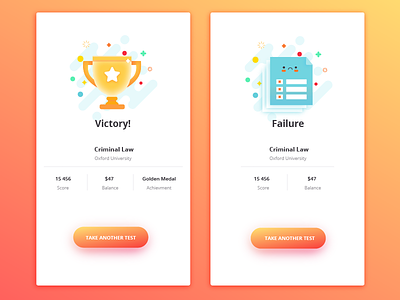 Victory/Failure Screens failure icons illustration lose mobile screen screens ui ux victory win