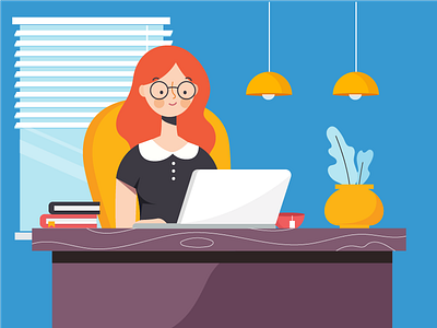 Office 2 character editorial illustration illustrator vector woman