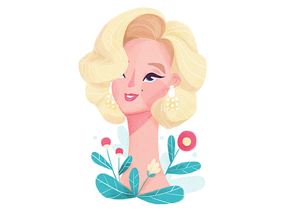 Marilyn floral illustration illustrator merilyn monroe portrait