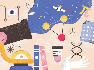 Math & Science editorial flat illustration math science space texture