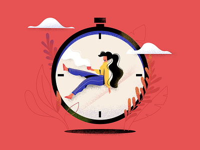 Waiting character clock editorial illustration illustrator time waiting