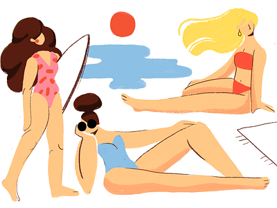 Beach People beach character editorial female figure flat illustration illustrator sea swim