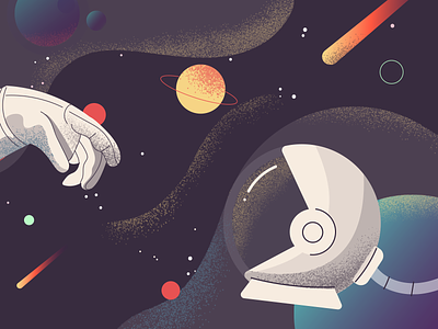 Connection Lost editorial flat illustration illustrator planet space texture ui