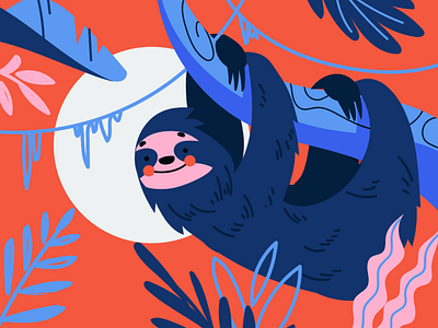 Sloth character editorial flat illustration illustrator