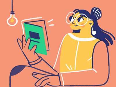Reading book character editorial flat glasses illustration illustrator woman