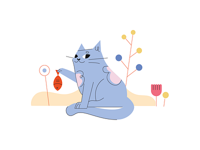 Cat character editorial flat illustration illustrator vector