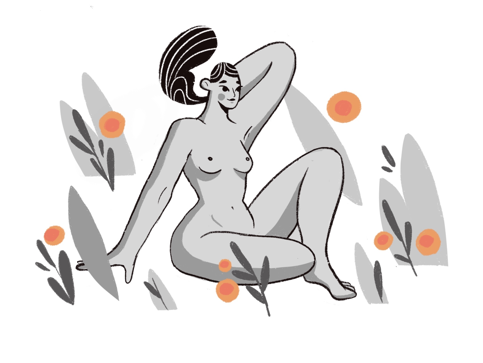 Calm character illustration illustrator nude procreate woman