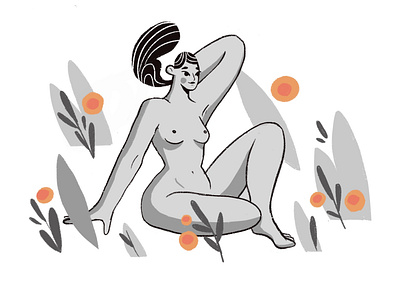 Calm character illustration illustrator nude procreate woman