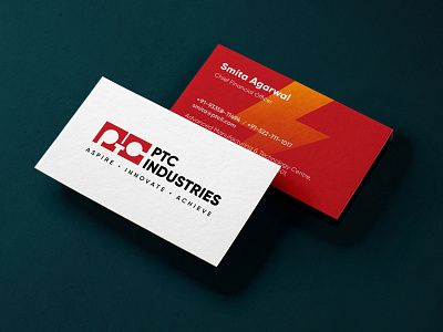 PTC Industries branding bolt branding branding and identity branding design identitydesign india red stationary design visiting card