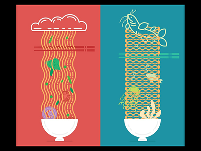 Chi Noodle Point illustrations art blue bowl chinese food cloud fish illustration illustration art india noodle noodle illustration pink red seafood vector vector art vector illustration vegetable