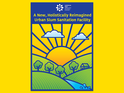 Sammaan poster blue branding branding and identity branding design clean cleanliness clouds illustration illustration art india mountains poster art poster design sanitation sun sunlight trees vector village water