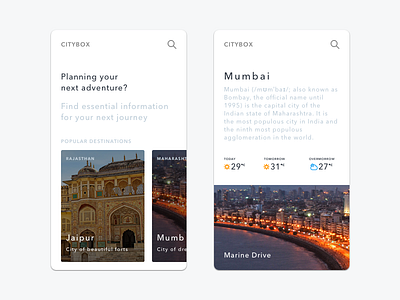 CITYBOX adventure city design jaipur mobile mumbai ui ux