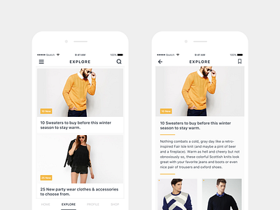STYFI Explore app article blog design fashion ios minimal minimalism ui ux