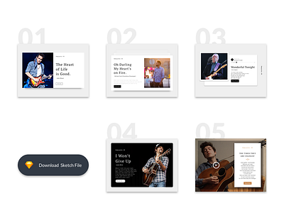 5 Blog Article Cards (Music) article blog ecommerce interface minimal music simple