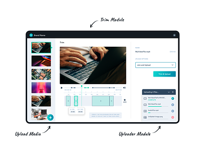 Trim Video & Upload card design minimal trim trim video trimmer trimming video ui upload upload files upload media upload video uploader uploader module ux video trim