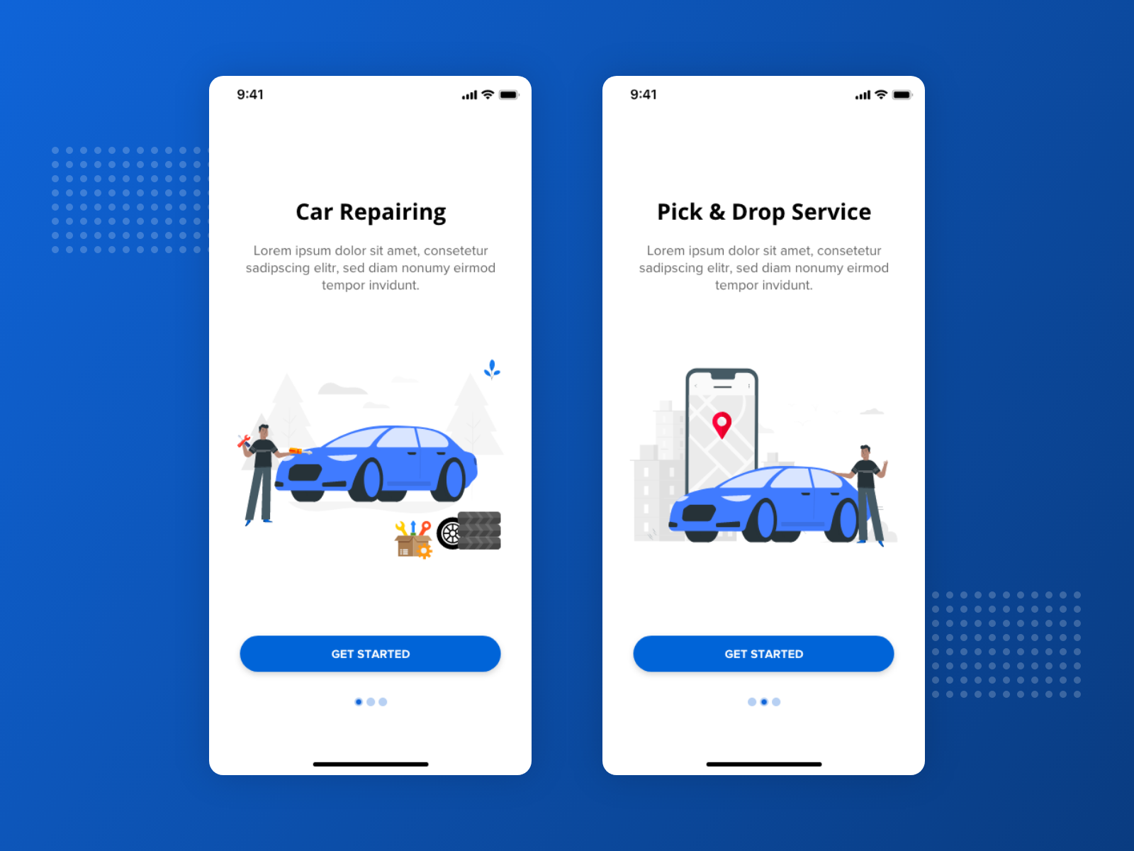 iOS Walkthrough Design Car Service App by Sonali Saraswat on Dribbble