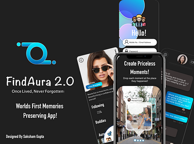 FindAura - World's First Memories Preserving App! design emotion memory ui ux vector web