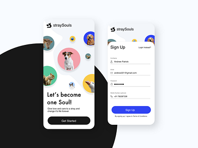 Animal Welfare App Concept animal app cats design dogs pet ui ux