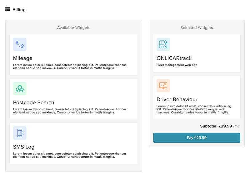 Billing Page saas cart checkout billing